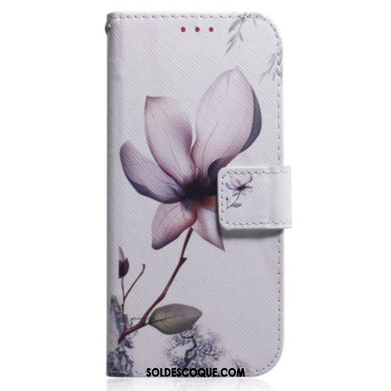 Housse Oppo Reno 8 Fleur Vintage à Lanière