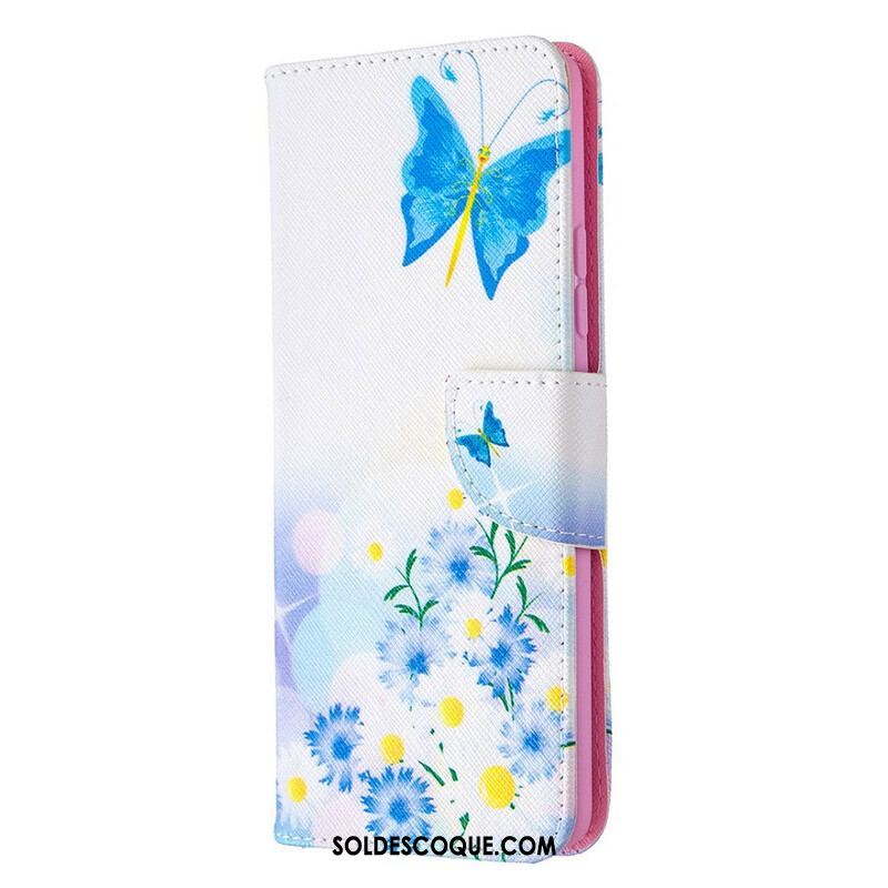 Housse Samsung Galaxy A42 5G Papillons et Fleurs Peints