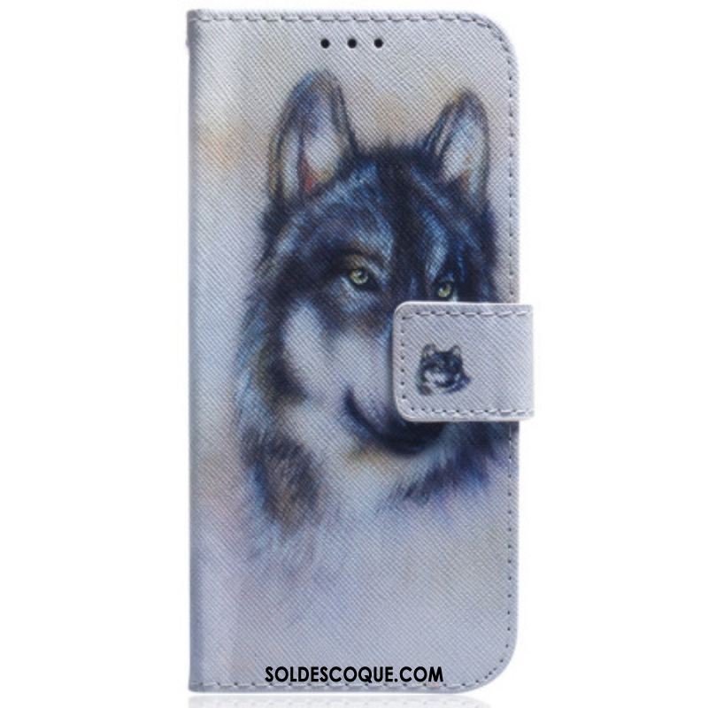 Housse Samsung Galaxy A54 5G Loup Aquarelle à Lanière