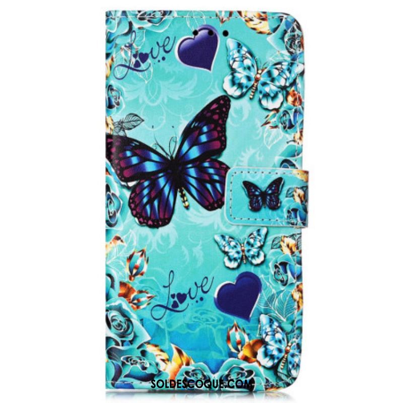 Housse Samsung Galaxy A54 5G Papillons Colorés à Lanière