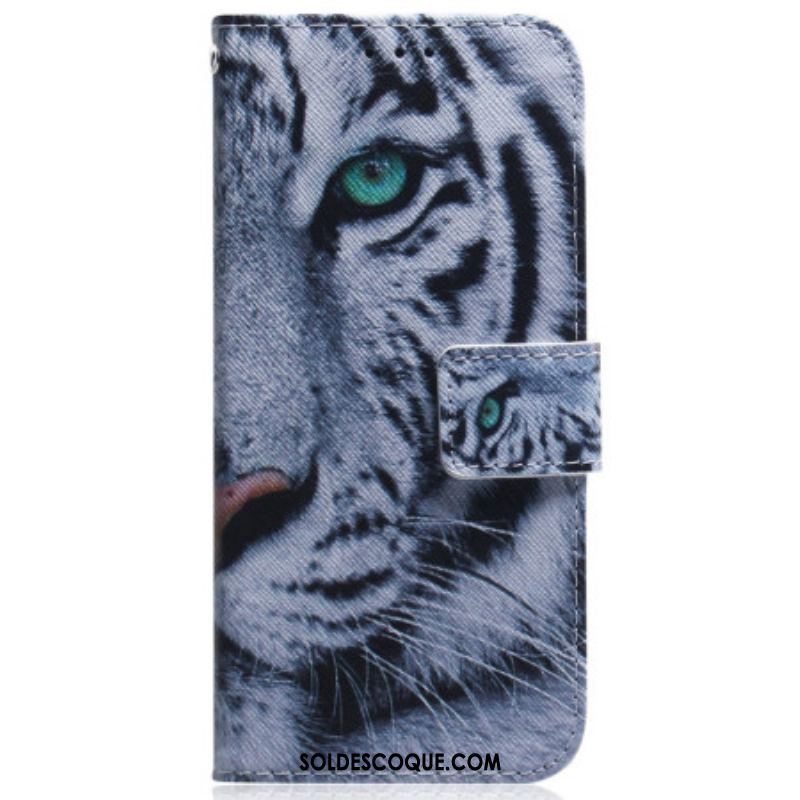 Housse Samsung Galaxy A54 5G Tigre Blanc à Lanière