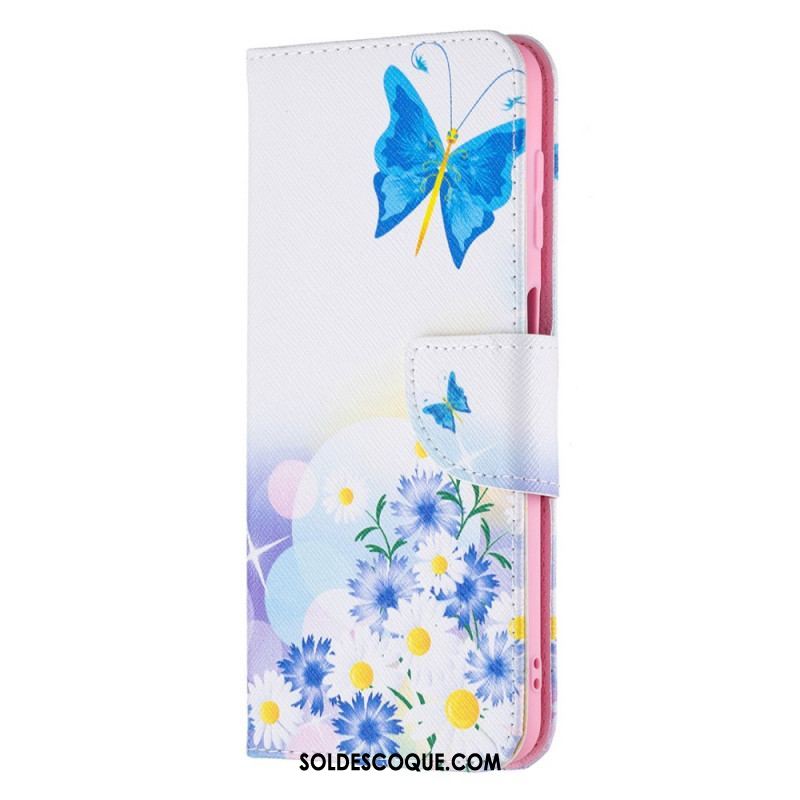 Housse Samsung Galaxy M32 Papillons et Fleurs Peints