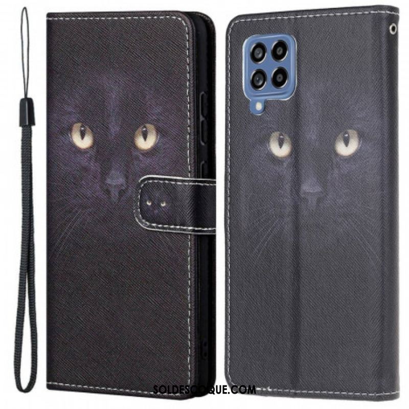 Housse Samsung Galaxy M53 5G Yeux de Chat à Lanière