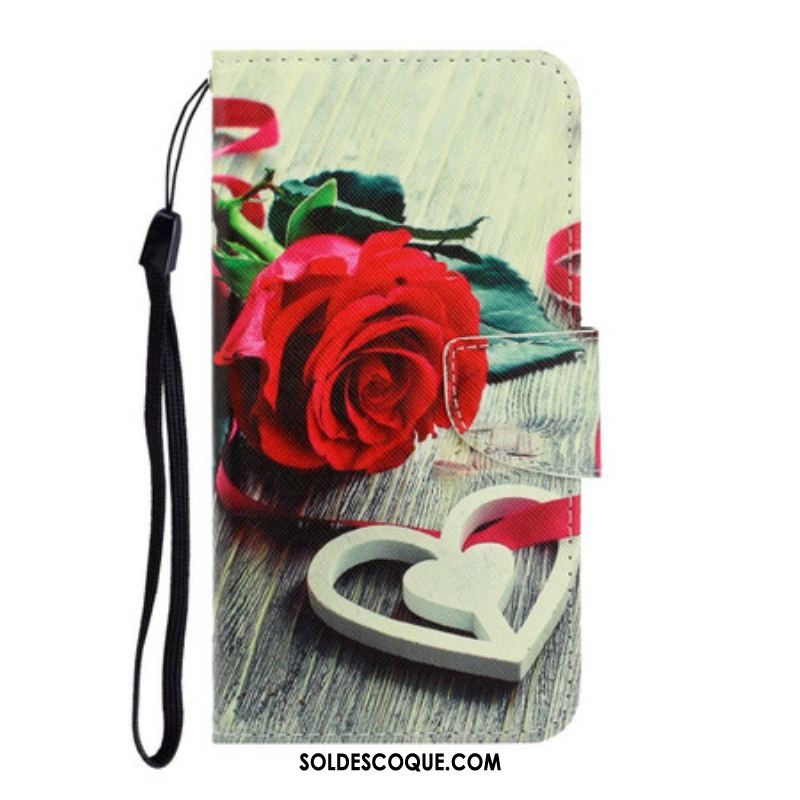 Housse Samsung Galaxy Note 20 Rose Romantique à Lanière