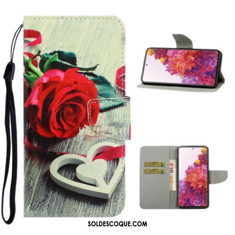 Housse Samsung Galaxy S20 FE Rose Romantique à Lanière