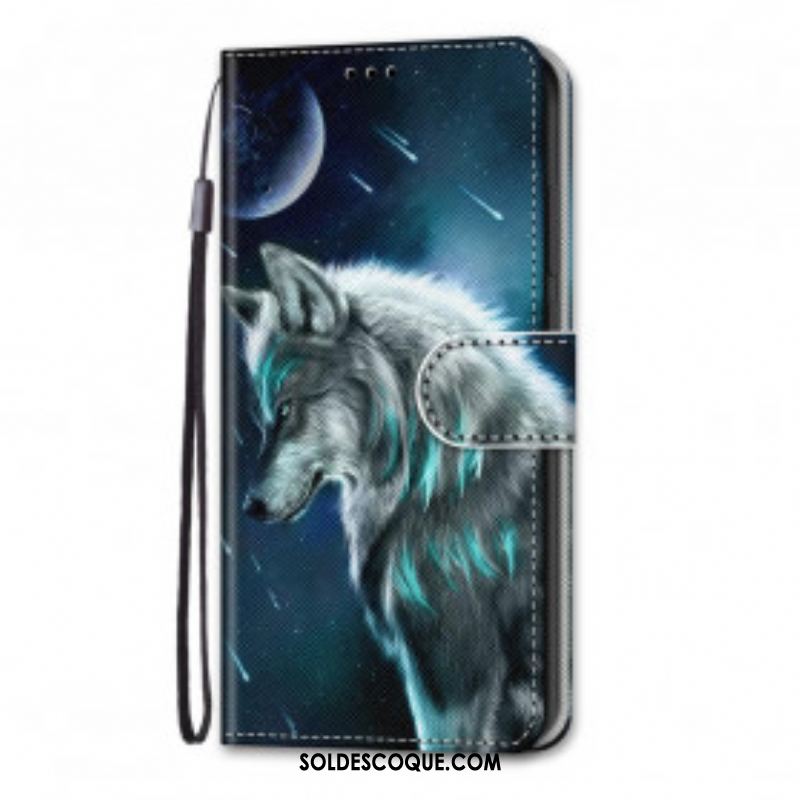 Housse Samsung Galaxy S21 Ultra 5G Loup Sous une Pluie d'Étoiles