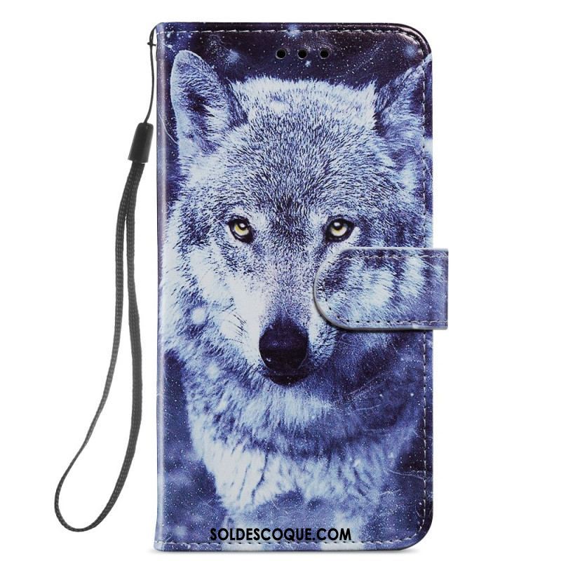 Housse Samsung Galaxy S22 5G Magnifiques Loups avec Lanière