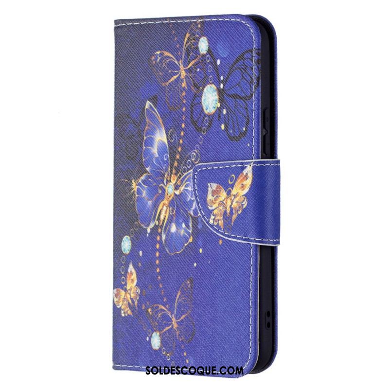 Housse Samsung Galaxy S22 5G Papillons Dorés