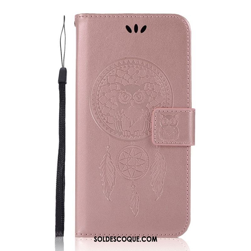 Housse Samsung Galaxy S22 Plus 5G Effet Cuir Attrape Rêves Hibou