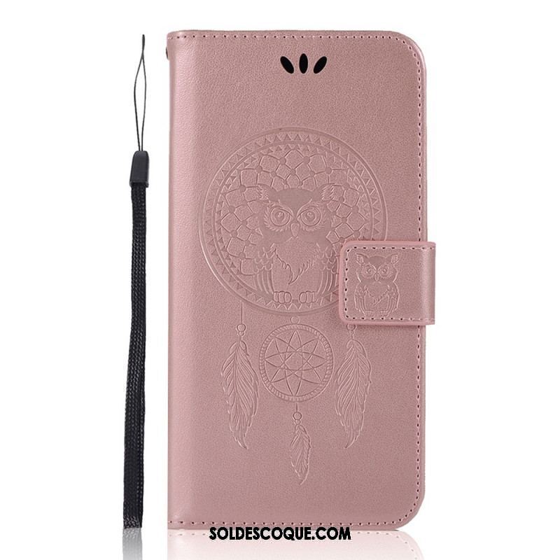 Housse Samsung Galaxy S22 Plus 5G Effet Cuir Attrape Rêves Hibou