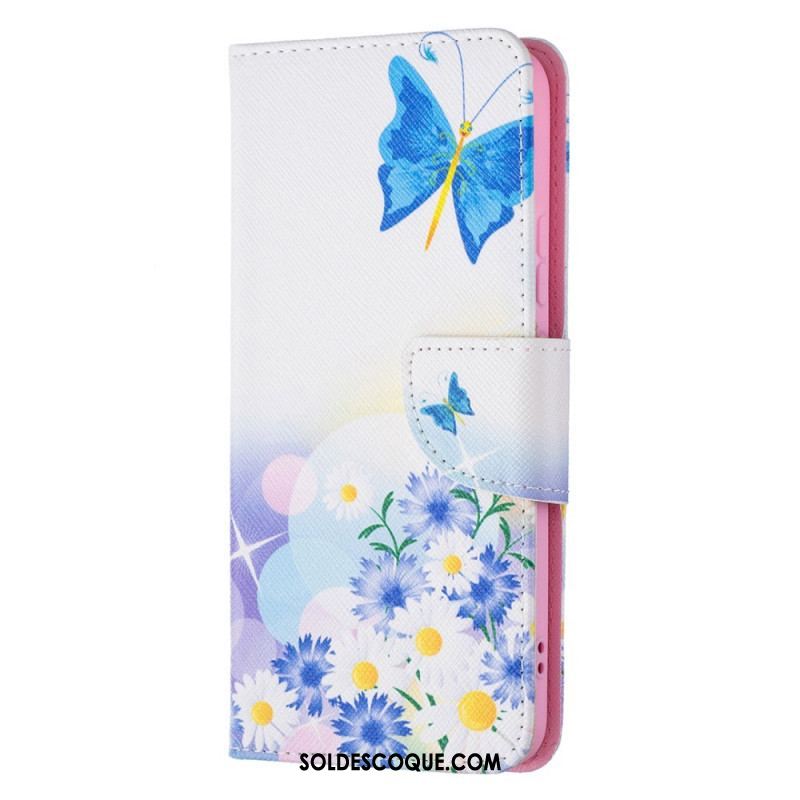 Housse Samsung Galaxy S22 Plus 5G Papillons et Fleurs Peints