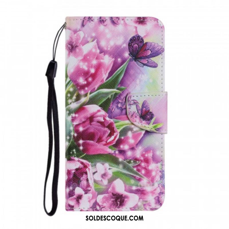 Housse Samsung Galaxy S22 Ultra 5G Papillons et Tulipes