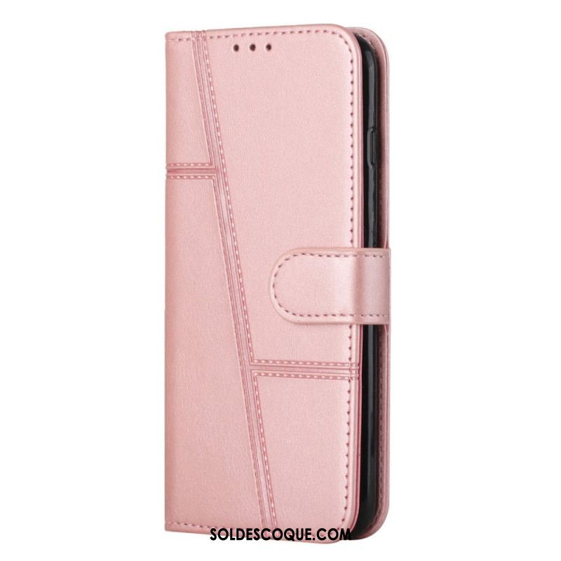 Housse Samsung Galaxy S23 5G Style Cuir Géométrique à Lanière