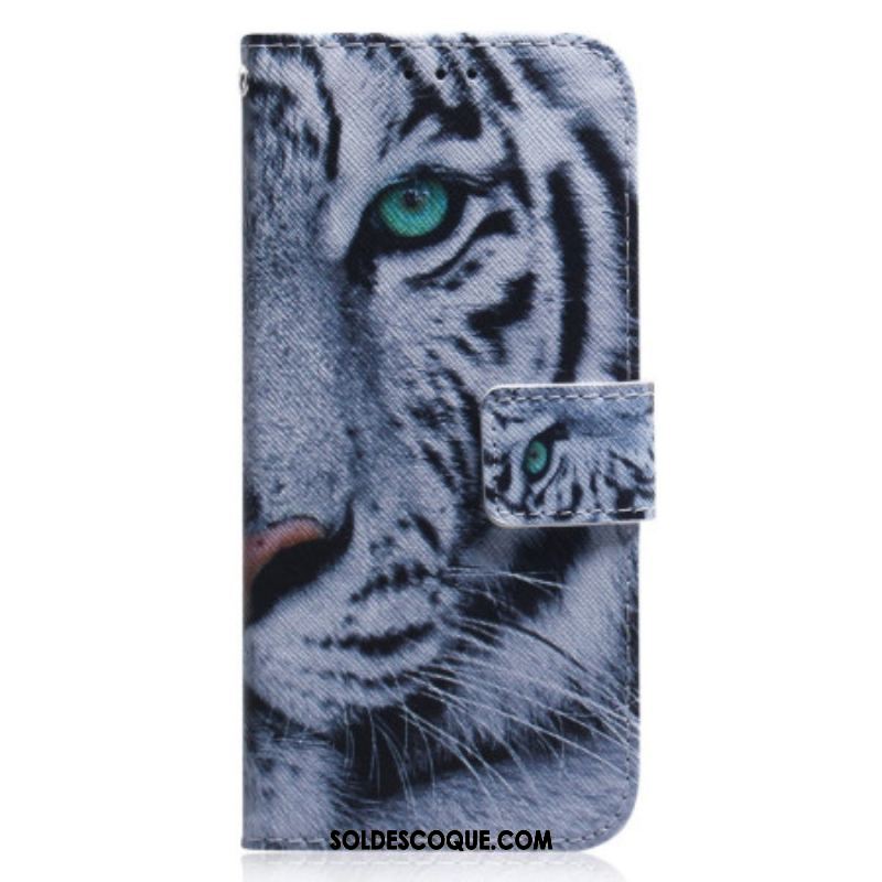 Housse Xiaomi 13 Tigre Blanc à Lanière