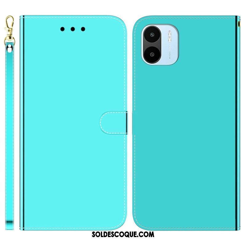 Housse Xiaomi Redmi A1 Simili Cuir Miroir avec Lanière