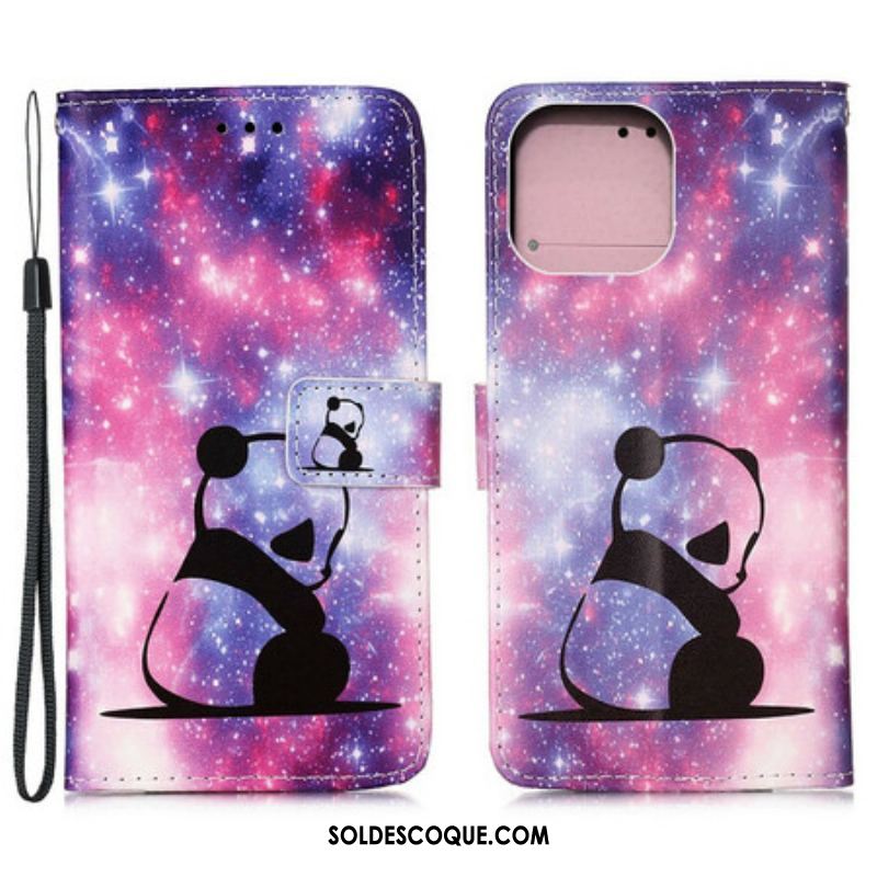 Housse iPhone 13 Mini Panda Galaxie