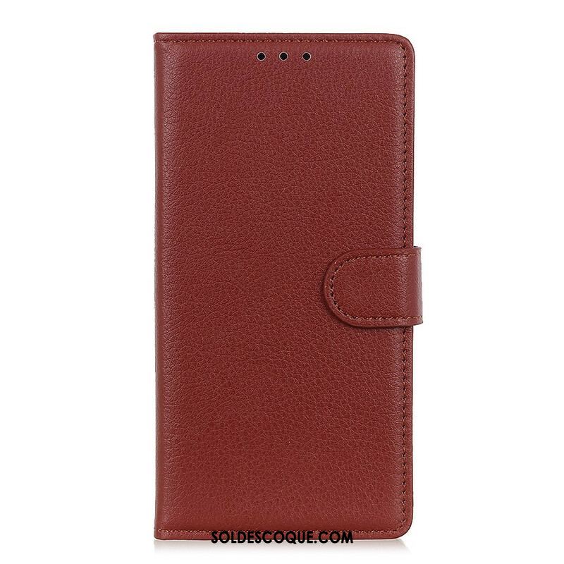 Housse iPhone 13 Mini Simili Cuir Litchi Traditionnel