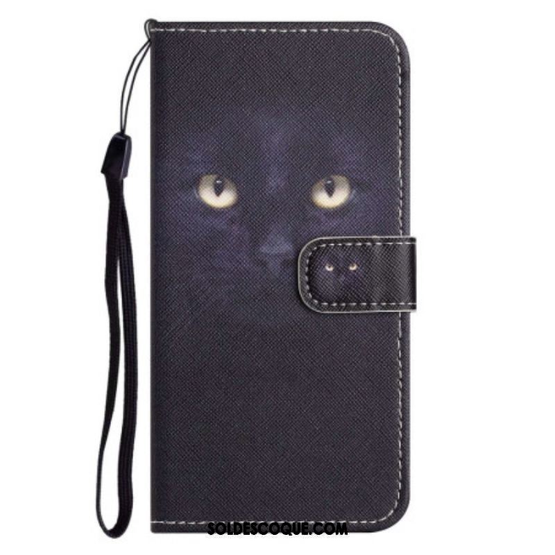 Housse iPhone 14 Plus Chat Noir à Lanière