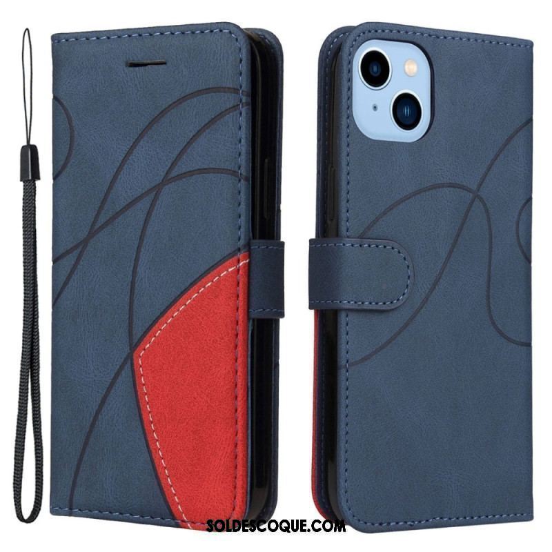 Housse iPhone 14 Plus Simili Cuir Bicolore Signature