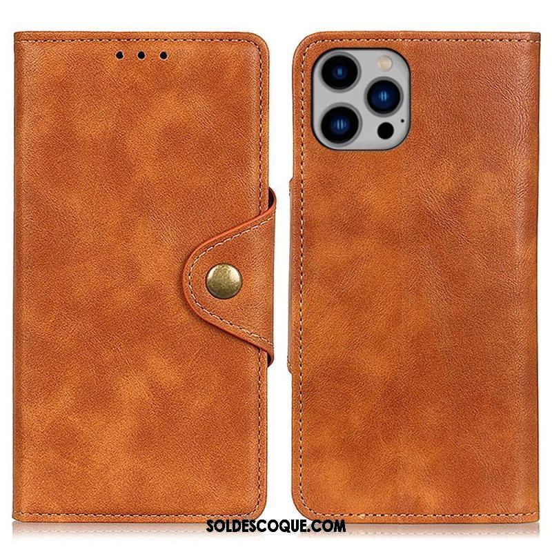 Housse iPhone 14 Plus Simili Cuir Bouton