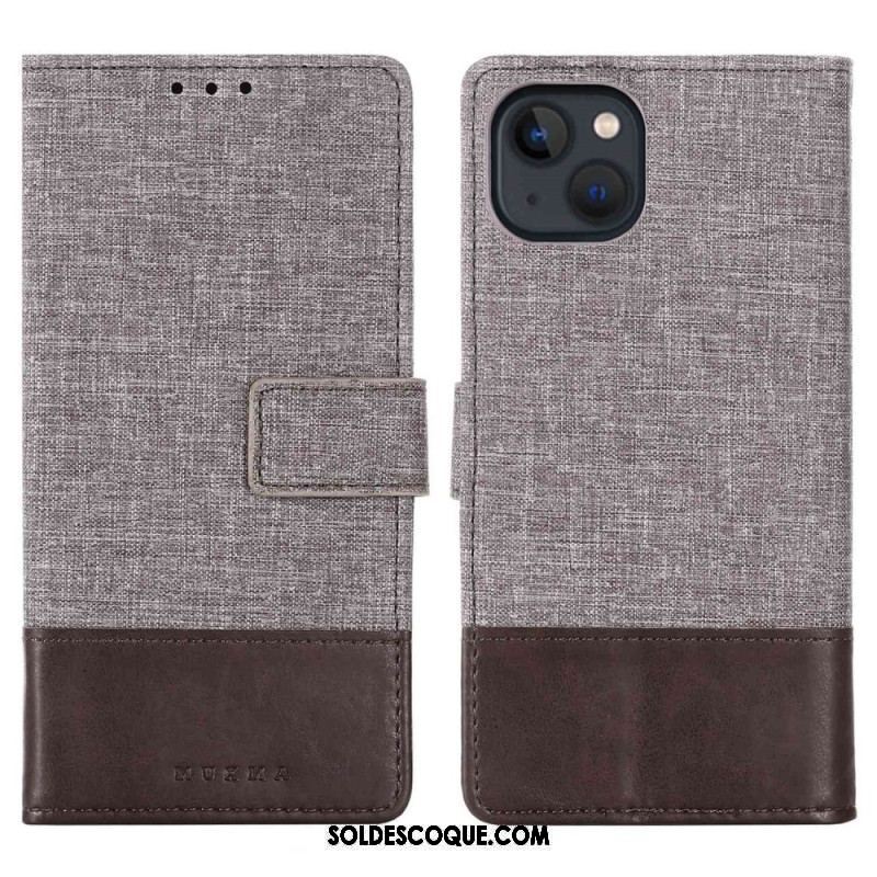 Housse iPhone 14 Plus Tissu et Effet Cuir MUXMA