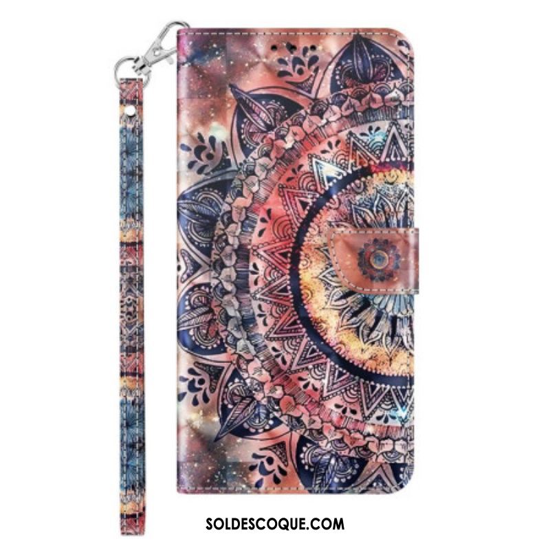 Housse iPhone 14 Pro Mandala Coloré à Lanière