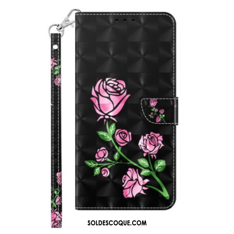 Housse iPhone 14 Roses à Lanière