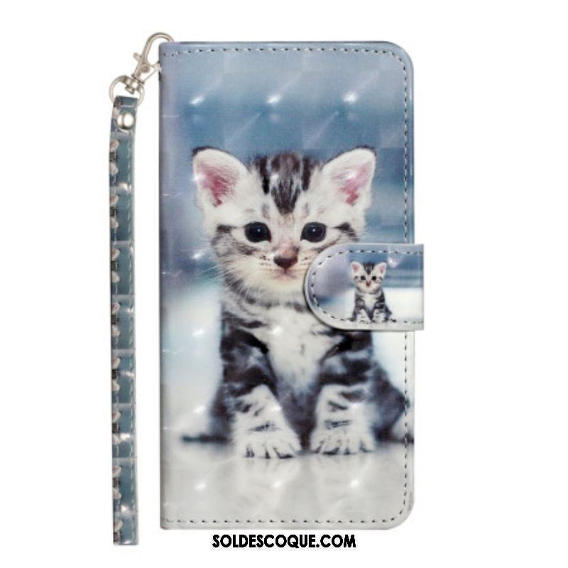 Housse iPhone 15 Plus Chaton 3D à Lanière