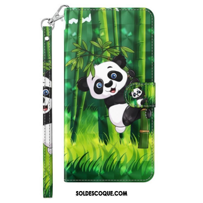 Housse iPhone 15 Plus Panda Bambou 3D à Lanière