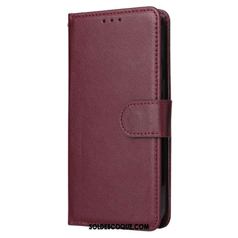 Housse iPhone 15 Plus Style Cuir Classique à Lanière