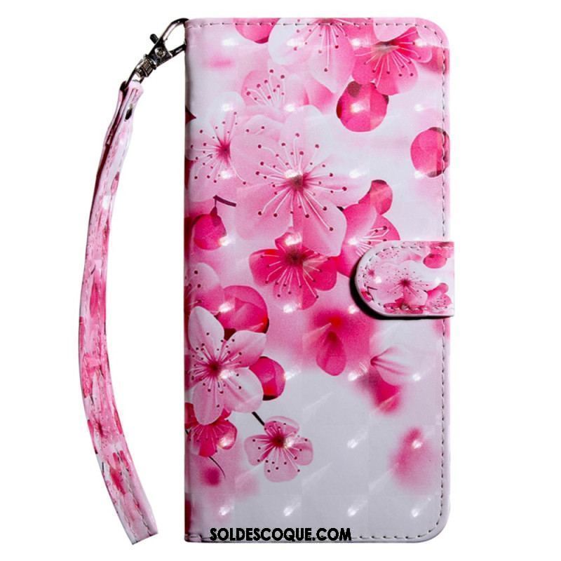 Housse iPhone 15 Pro Fleurettes à Lanière