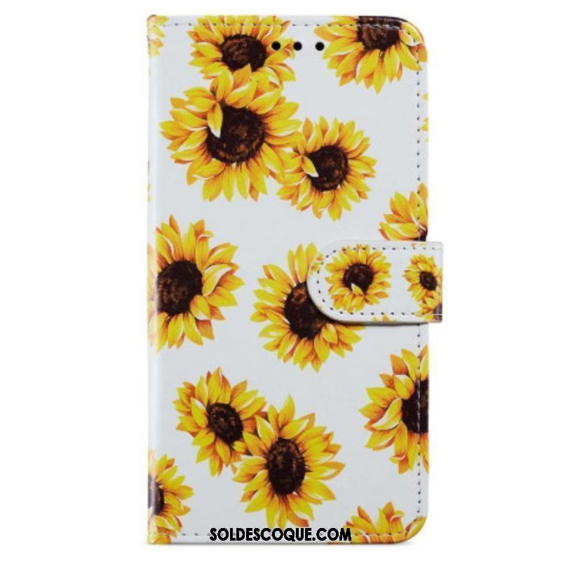 Housse iPhone 15 Tournesols à Lanière