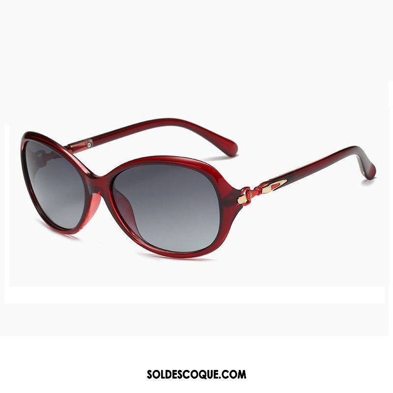 Lunettes De Soleil Femme Le Nouveau Anti-uv Visage Rond Conduire Rouge Soldes