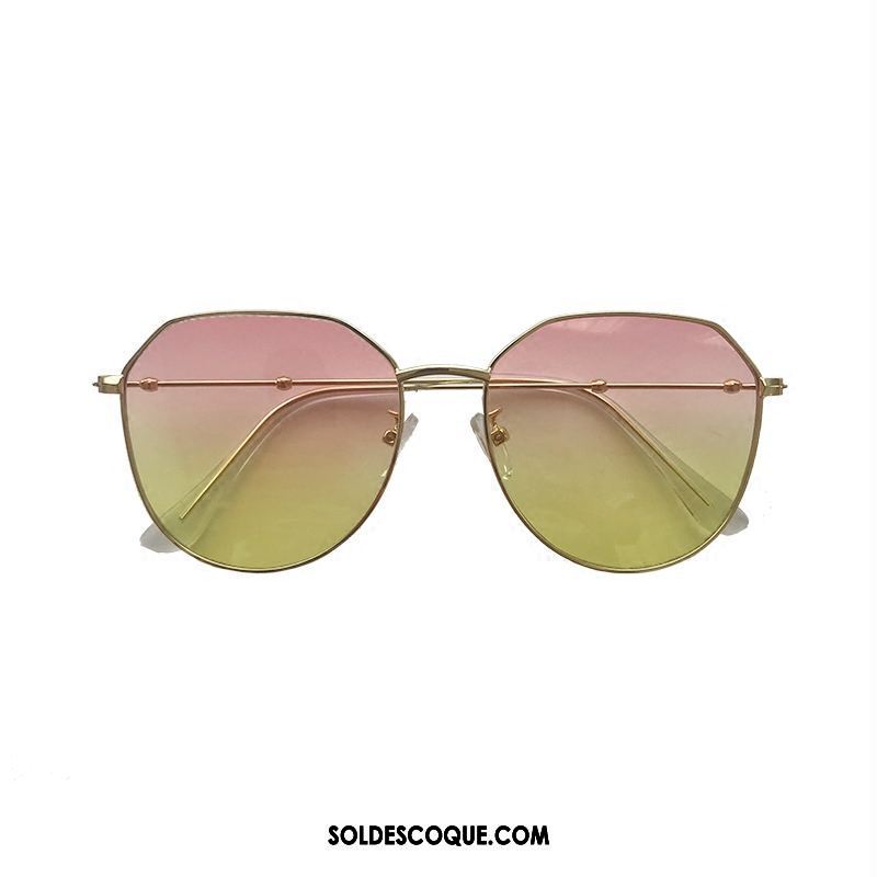 Lunettes De Soleil Femme Tendance Rond Anti-uv Violet Jaune En Ligne