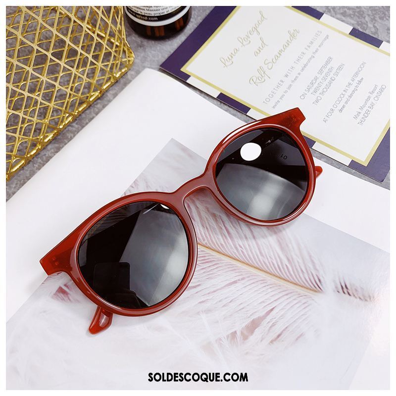 Lunettes De Soleil Femme Tendance Rouge Noir Rétro Réseau Pas Cher