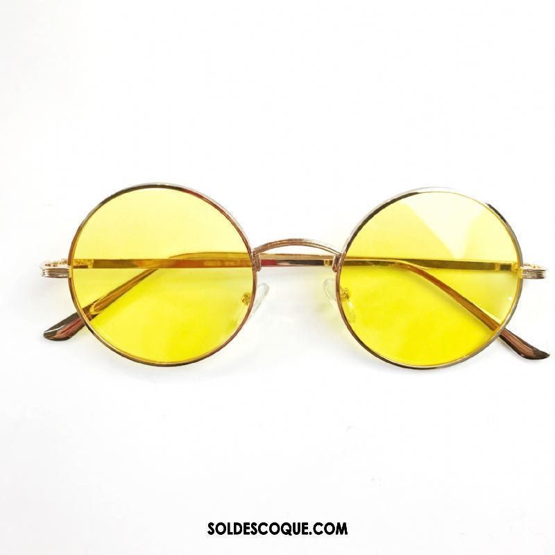 Lunettes De Soleil Femme Transparent Homme Réseau Rétro Jaune Pas Cher