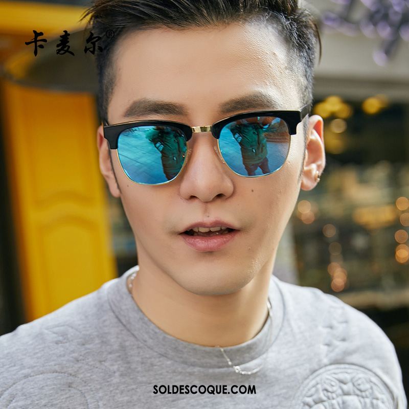 Lunettes De Soleil Homme Amoureux Femme Visage Rond Bleu Le Nouveau Soldes