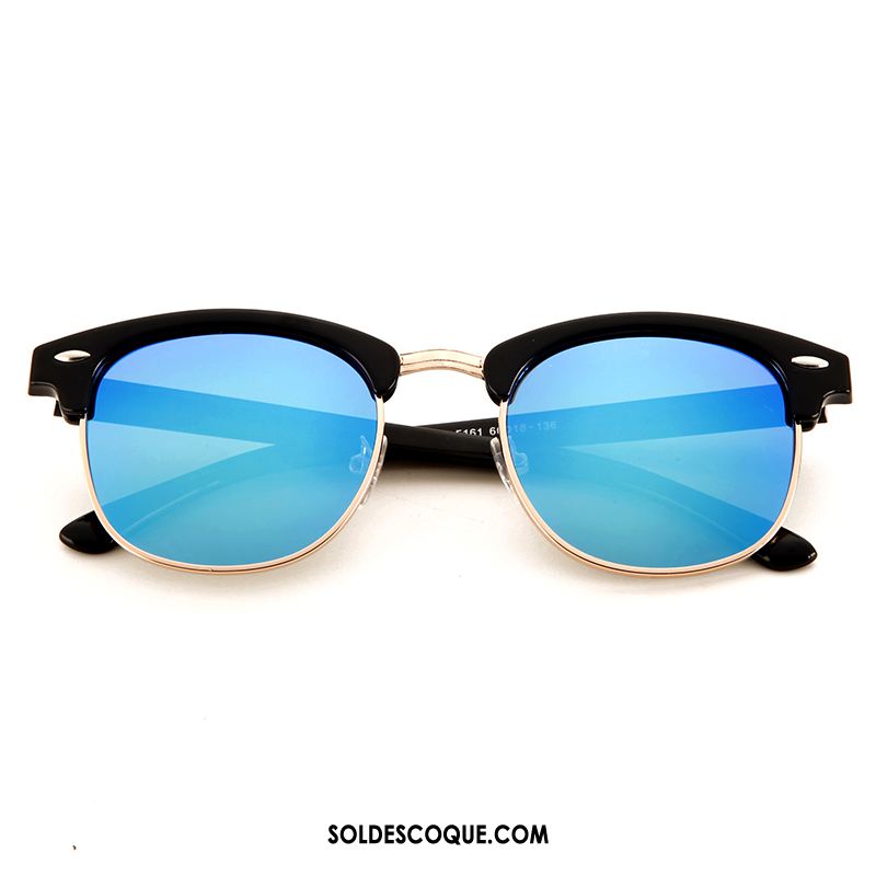 Lunettes De Soleil Homme Femme All-match Bleu Visage Rond Le Nouveau En Ligne