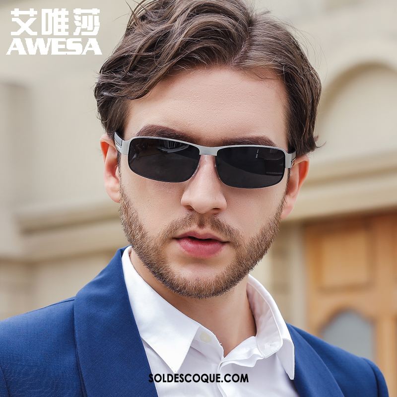 Lunettes De Soleil Homme Noir Conduire Chauffeur Visage Rond Tendance En Ligne