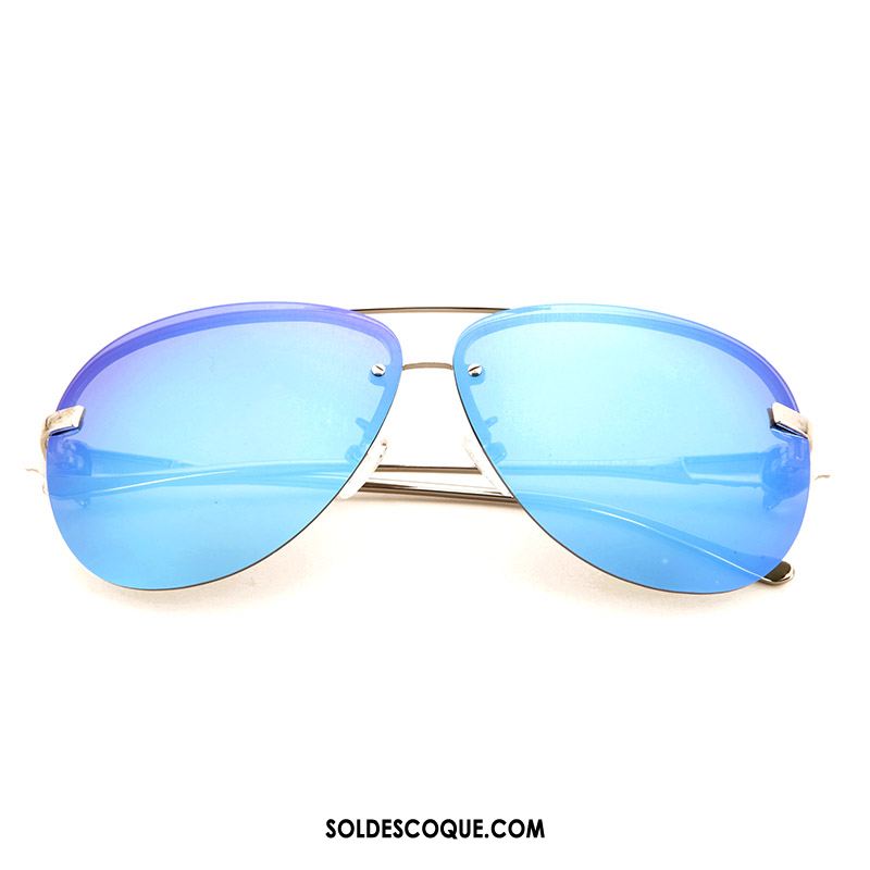 Lunettes De Soleil Homme Visage Rond Personnalité Bleu Aviateur Le Nouveau En Vente