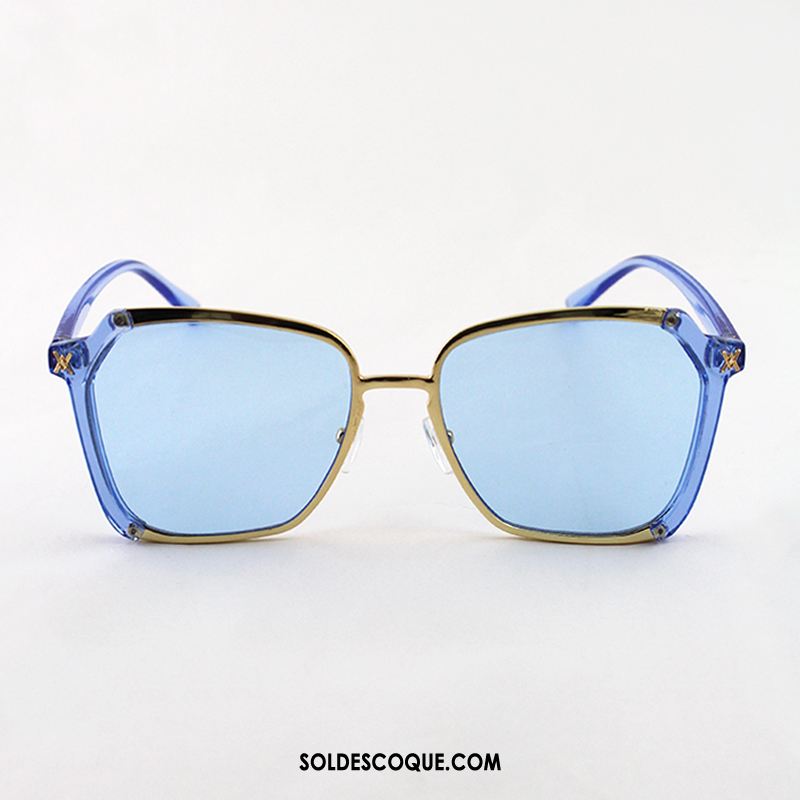 Lunettes De Soleil Homme Visage Rond Réseau Bleu Rouge Tendance En Ligne