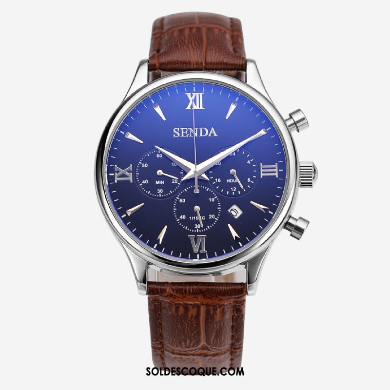 Montre Homme Bleu Tendance Étudiant Étanche Montre À Quartz Soldes