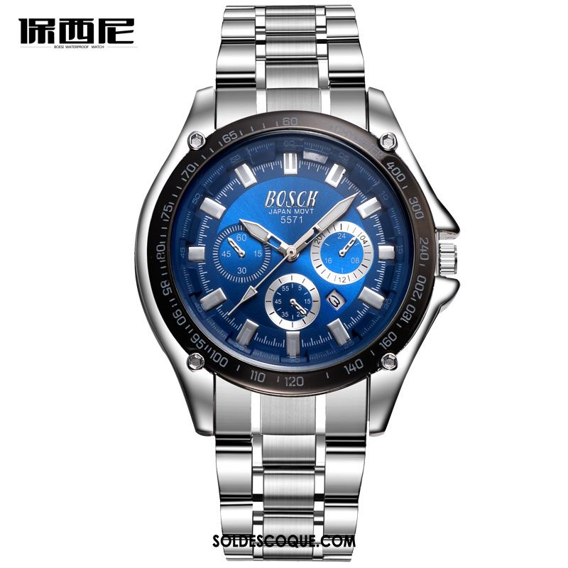 Montre Homme Calendrier Montre À Bracelet Courir Sport Bleu En Vente