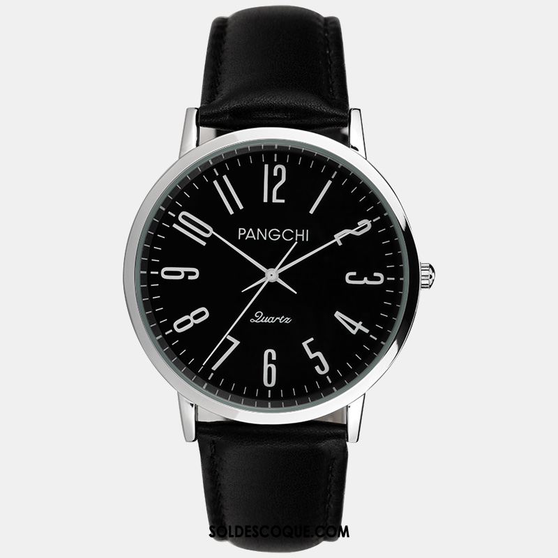 Montre Homme Ceinture Simple Amoureux Noir Tendance Soldes