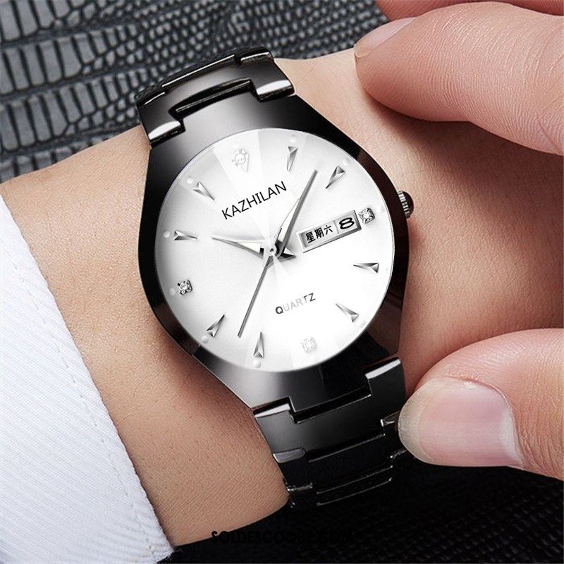 Montre Homme Montre À Quartz Étanche Blanc Amoureux Tendance En Vente