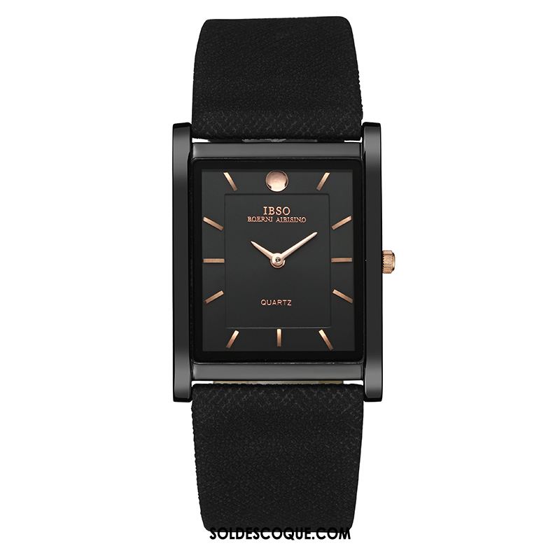 Montre Homme Noir Longue Montre À Bracelet Simple Carré En Vente