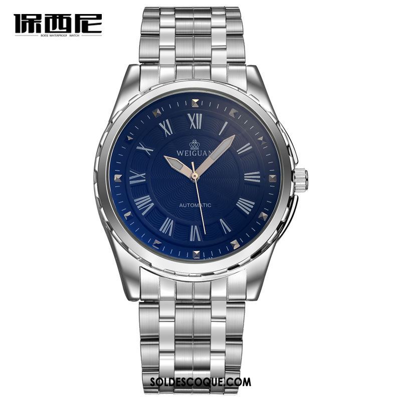 Montre Homme Étanche Montre À Quartz Montre À Bracelet Lumineux Acier Inoxydable Soldes