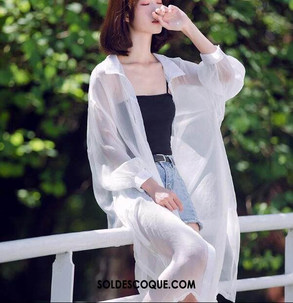 Vêtement Anti Uv Femme Blanc Crème Solaire Ultra Cardigan Mode En Ligne