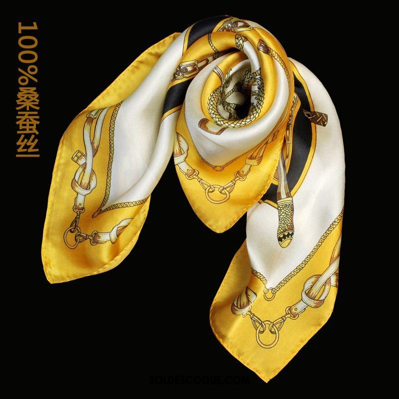 Écharpe Femme Foulard Grande Marque Petit Soie Mulberry Jaune Soldes